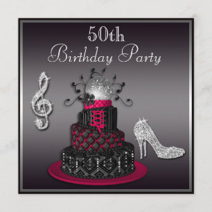 Invitación 50 cumpleaños Disco Diva Pastel y tacones rosa cal