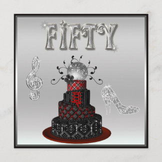 Invitación 50 cumpleaños Disco Diva Tos de Plata Plata