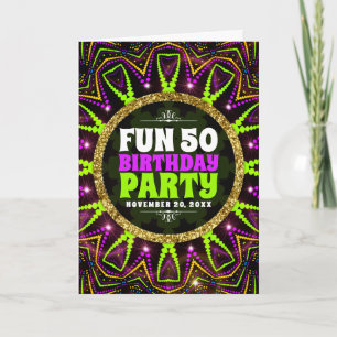 Invitación 50 cumpleaños divertidos   Fiesta de Groovy Energy
