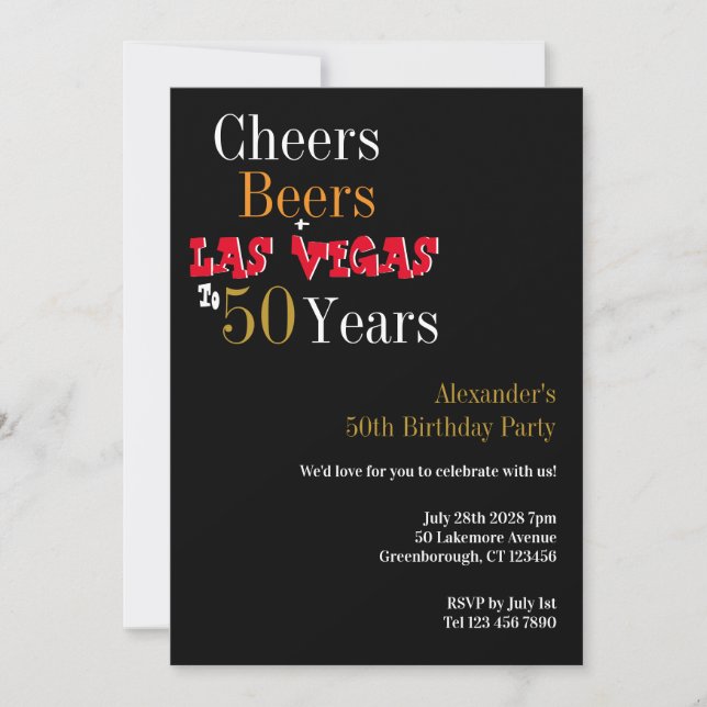Invitación 50 cumpleaños Fiesta de las brasas y las brasas de (Anverso)
