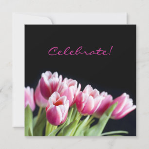 Invitación 50° cumpleaños fiesta de tulipanos rosados