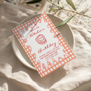 Invitación 50 Cumpleaños Marco Ondulado Caprichoso Dibujado a