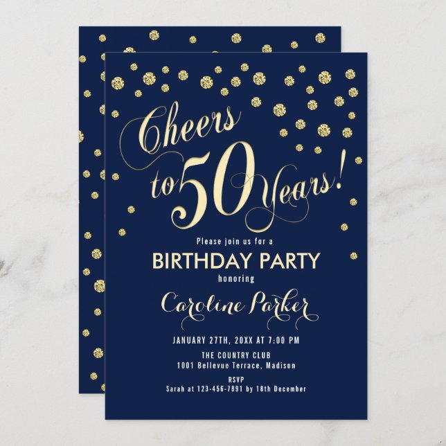 Invitación para el 50 cumpleaños en negro con efec, Zazzle.es