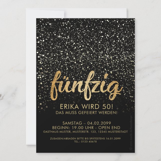 Invitación 50. Cumpleaños “party Deko " (Anverso)