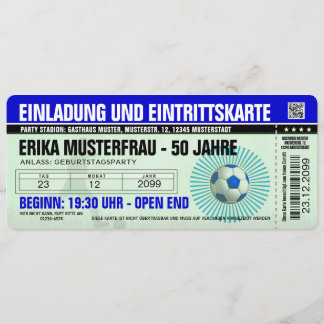 Invitación 50. Cumpleaños presentación fútbol azul