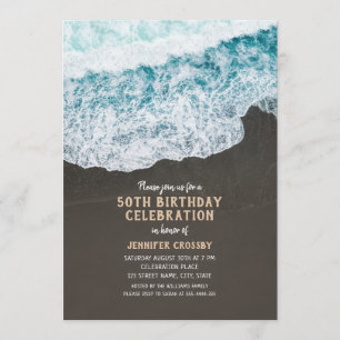 Invitación 50 cumpleaños Wave Océano Guay Nautical