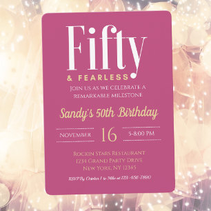 Invitación 50 e intrépido cumpleaños elegante Personalizado r