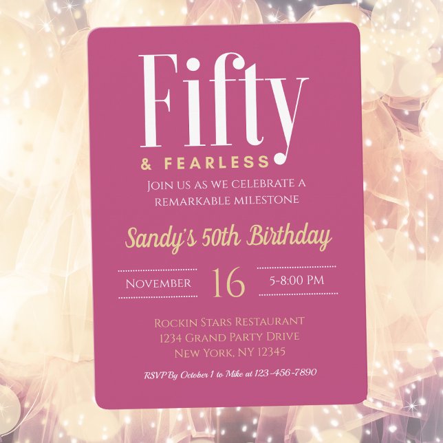 Invitación 50 e intrépido cumpleaños elegante Personalizado r (Subido por el creador)