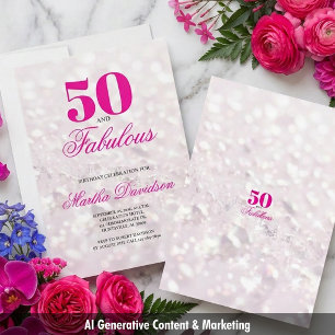Invitación 50 & Fabulosa Celebración de Glamour de Cristal
