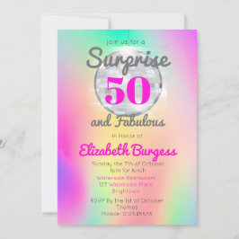 Invitación 50 Fabulosa Disco Tie Dye Moda Rosa Cumpleaños