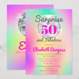 Invitación 50 Fabulosa Disco Tie Dye Moda Rosa Cumpleaños
