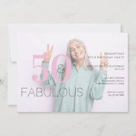 Invitación 50 Fabulosa foto moderna rosada 50 cumpleaños