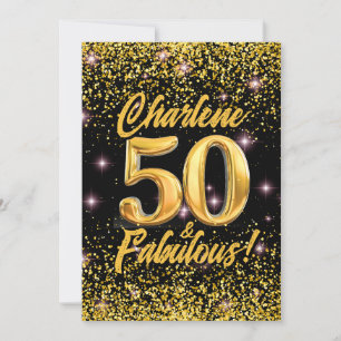 Invitación 50 Fabulosas estrellas rosadas Purpurinas de oro 5