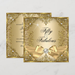 Invitación 50 Fabuloso Arco de Perlas Doradas Cumpleaños 50