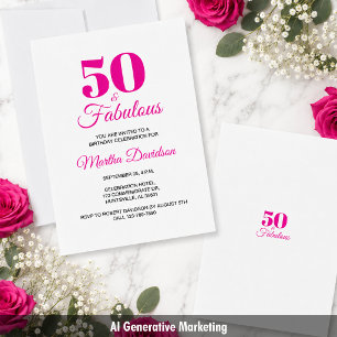 Invitación 50 & Fabuloso Cumpleaños Fiesta Celebración Chic R