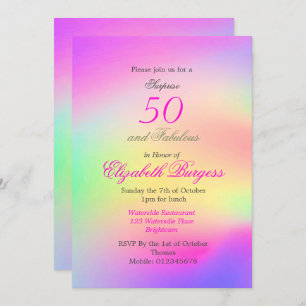 Invitación 50 Fabuloso Día de cumpleaños de la Moda rosa de l