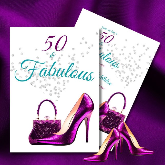 Invitación 50 Fabuloso Elegante Purpurina Shoe Cumpleaños (Subido por el creador)