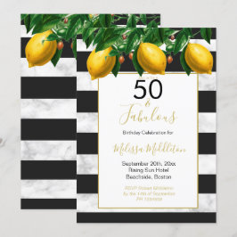 Invitación 50 Fabuloso Lemon Black Stripe Marble