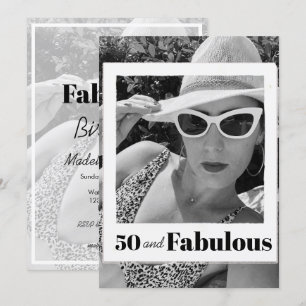 Invitación 50 Fabuloso marco de foto blanco negro de cumpleañ