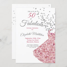 Invitación 50 Fabuloso Purpurina Elegante Fiesta de cócteles