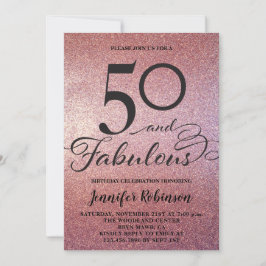 Invitación 50 Fabuloso Rosa Purpurina de oro Fiesta de cumple