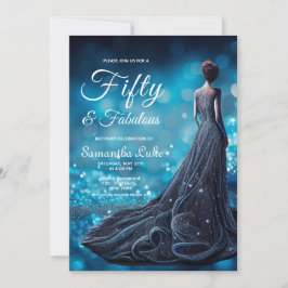 Invitación 50 Fabuloso vestido Purpurina Blue Silver Cumpleañ