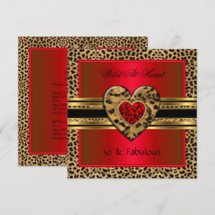 Invitación 50 & fabulosos Leopardo Salvaje de Corazón Negro D