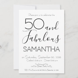 Invitación 50 & Fabulous 50th Birthday Party Black Elegant