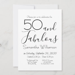 Invitación 50 & Fabulous 50th Birthday Party Black Elegant