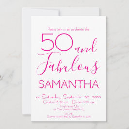 Invitación 50 & Fabulous 50th Birthday Party Pink Elegant