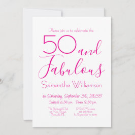 Invitación 50 & Fabulous 50th Birthday Party Pink Elegant