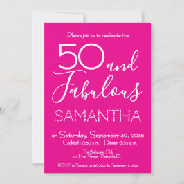 Invitación 50 & Fabulous 50th Birthday Party Pink Elegant