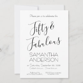 Invitación 50 & Fabulous Black Elegant 50th Birthday Party 