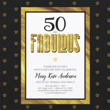 50 Fabulous Gold Black Metallic Modern Birthday