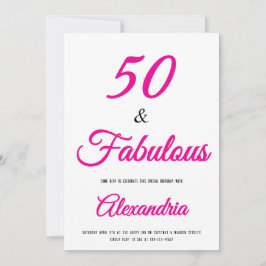 Invitación 50 & Fabulous Hot Pink Black 50th Birthday