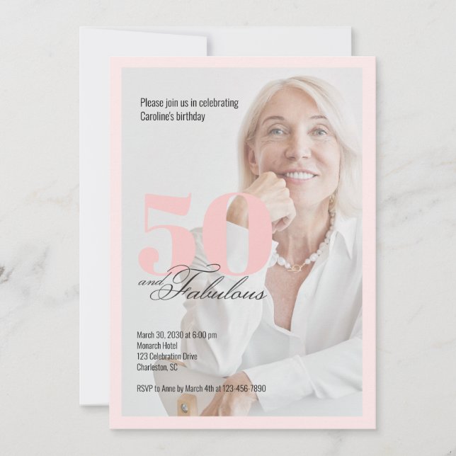 Invitación 50 & Fabulous Pink 50th Birthday Invitation (Anverso)