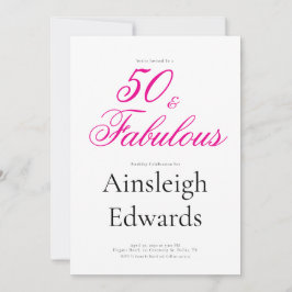 Invitación 50 & Fabulous Pink Fiftieth Birthday Party
