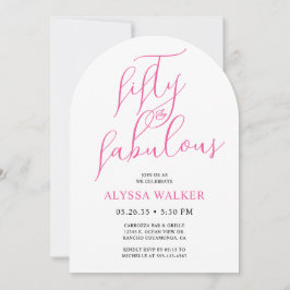 Invitación 50 & Fabulous Pink Modern Script 50th Birthday 