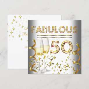Invitación 50 Fantástico Champán Dorado