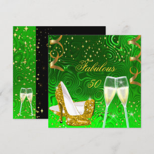 Invitación 50 Fantásticos Tacones Altos de Purpurina Dorada y