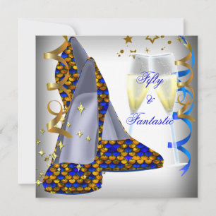 Invitación 50 & Fantásticos Zapatos Blancos Lentejuelas Cumpl