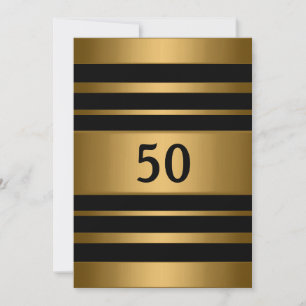 Invitación 50° Fiesta Metalizado Masculino Negro Oro de Bronc