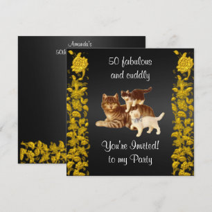 Invitación 50 gatos fabulosos y mimosos para una fiesta de cu