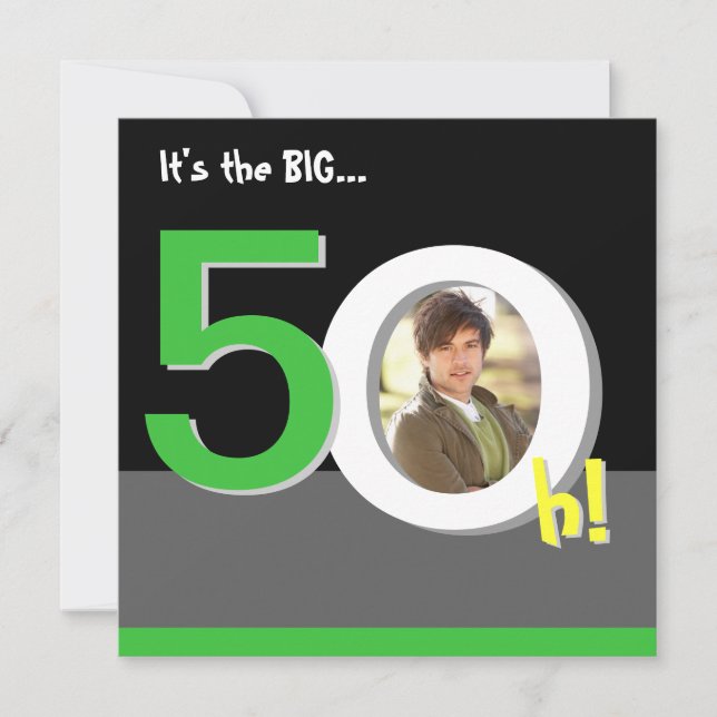 Invitación ¡50° Gran 5-Oh! Fiesta de cumpleaños de la plantil (Anverso)