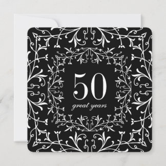 Invitación 50 grandes años del juego del traje negro cumpleañ