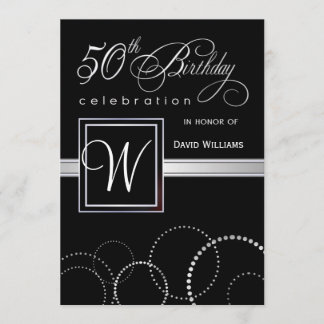 Invitación 50.o Adulto de la fiesta de cumpleaños - monograma