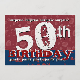 Invitación 50.o Confeti azul blanco rojo del cumpleaños de la
