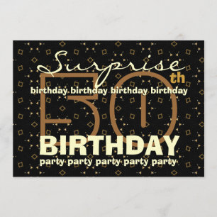 Invitación 50.o Confeti W044B del oro del negro del