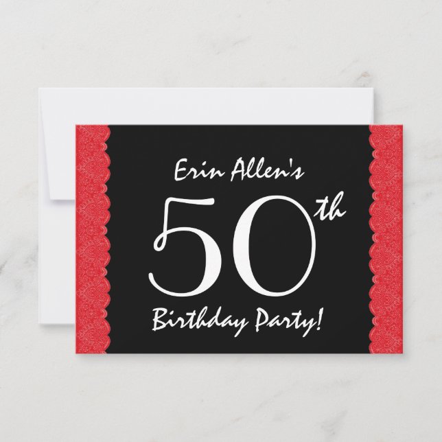 Invitación 50.o Cordón rojo V500M del cumpleaños (Anverso)