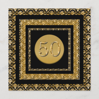 Invitación 50.o cumpleaños del oro negro "cualquier